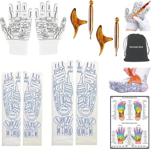 Reflexology Socks With Tools and Gloves, Massage Socks With Trigger Point - Lot 2462