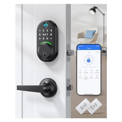 WiseGear Keypad Smart Lock with Handle Set, Keyless Entry, Fingerprint - Lot 2466