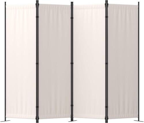 Room Divider, 4 Panel Folding Privacy Screen, 88” Portable Separating with 3 Metal Feet, Partition Room Dividers, Lightweight Freestanding Wall Divider Screen for Office Bedroom Hospital(White) - Lot 2478