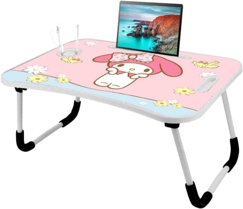 Kawaii Laptop Desk Foldable Kawaii Bed Desk Table Cute Folding Breakfast Tray Portable Lap Standing Desk Notebook Stand Reading Holder for... - Lot 2485