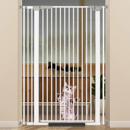 51.18" Extra Tall Cat Gate for Doorway, 30.5"-40" Auto Close Pet Gate Include 2.75" and 5.5" Extension Kits, No Drilling Pressure Mount Kit, Suitable for Doorways or Kitchen, New White - Lot 2495