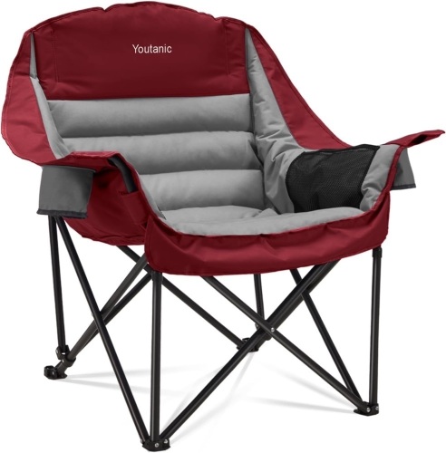 Oversized Camping Chair, Portable Folding Camping Chairs with Side Pocket, Cup Holder and Carry Bag, Heavy Duty Outdoor Camping Chairs for Adults, Fishing, Sports, Trip, up to 400lbs, Style 3 - Lot 2499