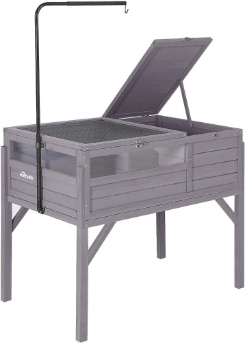 Aivituvin Tortoise Habitat Turtle Enclosure, Wooden Tortoise House Reptile Cage for Small Animals Indoor-Outdoor, Adjustable Lamp Holder Included - Lot 2505