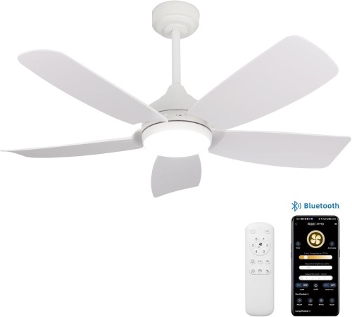 36 inch Ceiling Fan with Light and Remote Control,5 White Blade Modern Ceiling Fans for Living Room Bedroom Farmhouse Patio,Indoor. Quick-Install,Reversible DC Motor,6 Airflow & 3 Light Colors - Lot 2513