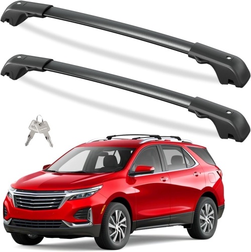 Lockable 220lbs Roof Rack Cross Bars Compatible with 2018-2024 Chevrolet Chevy Equinox GMC Terrain (Not for EV) Heavy Duty Anti-Theft Aluminum Crossbars Rooftop Luggage Carrier Black - Lot 2523ea