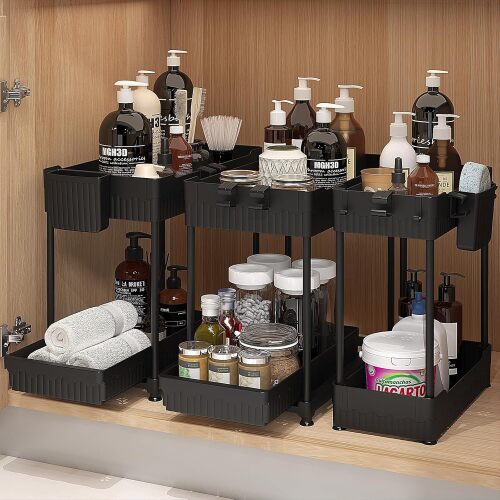 3 Sets of Under Sink Organizers, 2-Tier Multi-Use Kitchen and Bathroom - Lot 2580