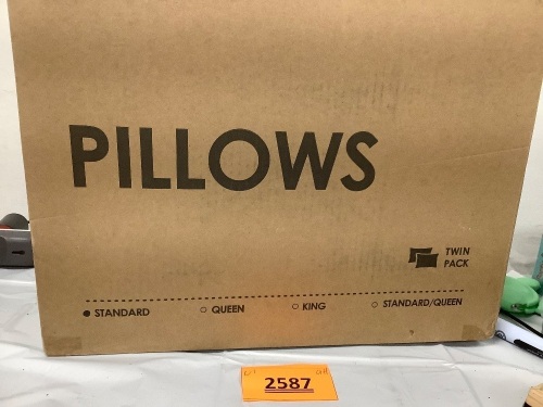 Goose Feathers and Down Pillow with Diamond Quilting Breathable Downproof Cover, Pack of 2 - Lot 2587