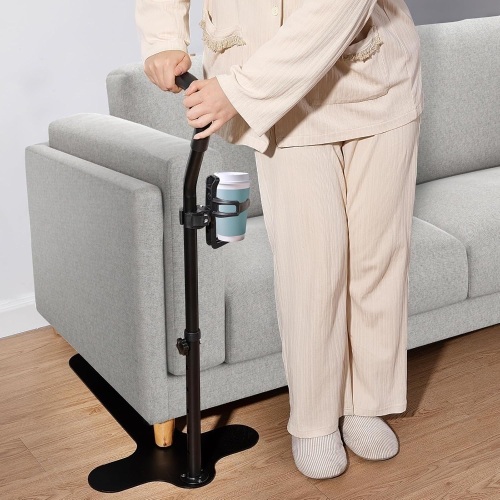 Chair Couch Stand Assist with Cup Holder,Adjustable Height Chair Lift Assist for Elderly,Daily Living Mobility Aid Rail for Couch,Sofa,Chair Mobility Daily Aids for Senior,Disabled,Handicap (Black) - Lot 2613