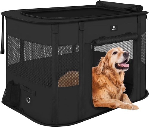 X-ZONE PET Dog Playpen, Puppy Cat Play Pen Portable Foldable Indoor/Outdoor Tent Crate Cage, Portable Pet Crate Medium Size Black 33" - Lot 2617