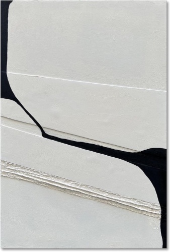 NANKAI Art Modern Minimalism Art Painting White and Black Abstract Art Oil Painting Home Office Corridor Wall Decoration Art 36x24 Inches - Lot 2619
