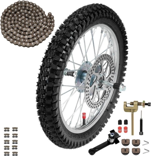 16X2.4 Front Wheel Assembly Compatible with Razor MX500 MX650 SX500 Dirt Rocket Bike Off-road Motorcycle with 25H 126 Links Chain Tensioner Breaker Disc Brake Rotor Replacement Parts - Lot 8014