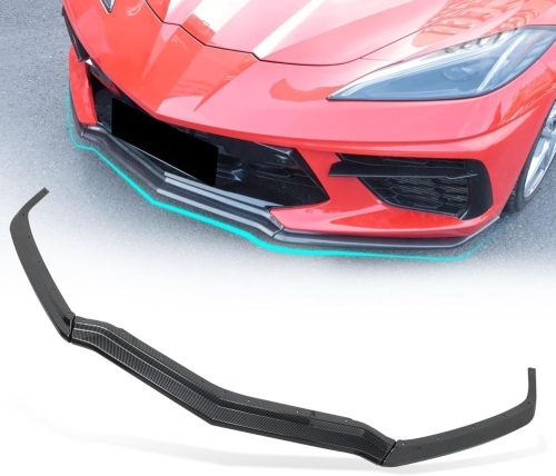 Carbon Fiber Look C8 Front Splitter Fit for Corvette C8 Stingray Z51 2020-2025 ABS Front Bumper Lip Splitter Replacement Kit OEM #84869770 3PCS - Lot 1921