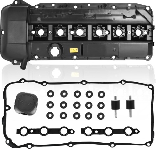 11127512839 Valve Cover with Gasket, Spark Plug Tube Seal & Bolts, fit for BMW 320i 325i 330i 525i 530i 325Ci 330Ci 325xi 330xi X3 X5 Z4, E39 E46 E53 E83 E85, L6 2.2L 2.5L 3.0L,# 11120030496 - Lot 2039
