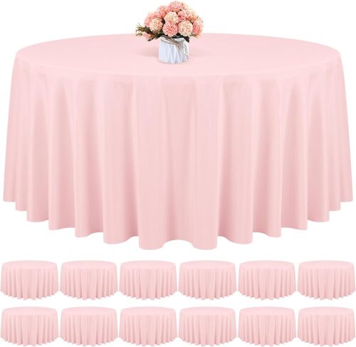 12-Pack Round Tablecloth - Pink Polyester - Lot 2754