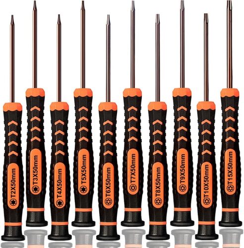 Torx Screwdriver Set of T2-T15, TECKMAN 10-Piece Magnetic Small Torx Security Screwdrivers - Lot 2853