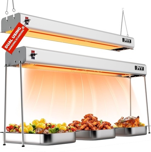 PYY Food Heat Lamp - 35 Inch 86-176°F/30-80°C Aluminum Overhead & Hanging Food Warmer Lamp Strip Food Warming Lamp Heater Electric Commercial Food Heat Lamp for Catering Kitchen Restaurant Buffet 750W - Lot 2631