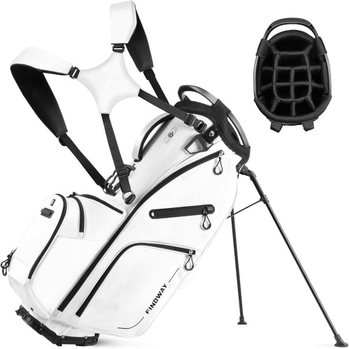 Findway 14 Way Golf Stand Bag, Lightweight Golf Bag with Stand for Men Women, Golf Club Carry Bag with Dual Strap, Full Length Dividers, Multiple Pockets, Golf Ball Holder - Lot 2634
