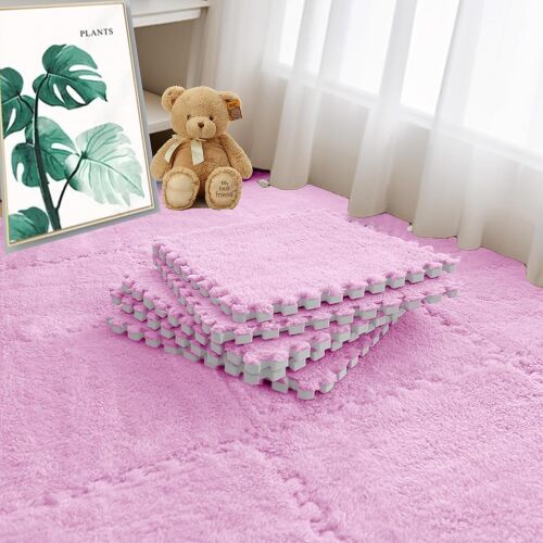 6pcs 0.6" Thickened Interlocking Tile Mats,Fluffy Shaggy Soft EVA - Lot 2718