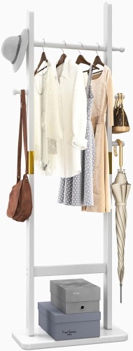 Clothing Rack for Hanging Clothes, White Freestanding Clothes Rack Heavy Duty, Small Hanging Rack Hall Tree, Very Sturdy Coat Rack Stand White USYD-201 - Lot 2797