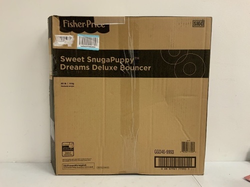 Fisher Price Sweet SnugaPuppy Dreams Deluxe Bouncer, Appears new, Sold as is - Lot 135