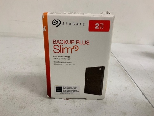 Seagate Slim + Portable Storage, 2TB, E-Comm Return - Lot 614