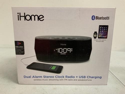 iHome Dual Alarm Stereo Clock Radio, E-Commerce Return, Sold as is - Lot 632