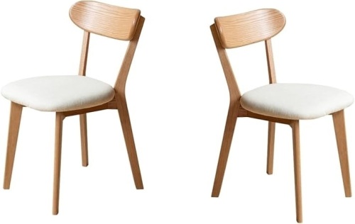 Solid wood Upholstered Dining Chairs Beige Cushion - Lot 30