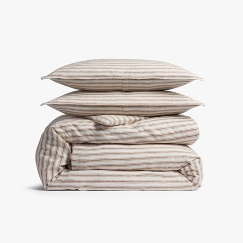 Relaxed Linen Stripe Duvet Cover Set by Casaluna Full/Queen - Lot 197