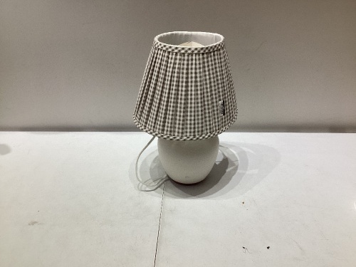Small White Table Lamp with Checkered Lamp Shade - Lot 222