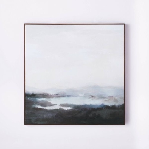 36"x36" Dreary Landscape Abstract Framed Wall Art-Threshold - Lot 216