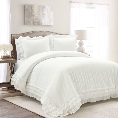 Lush Decor 3pcs Ella Ruffle Duvet Bedding Set Full/Queen  - Lot 134