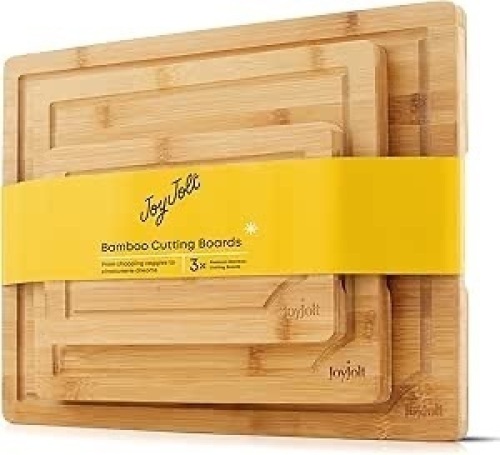 wooden cutting board set of 3 by joyjolt - Lot 269