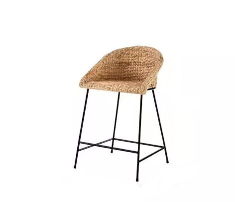 StyleWell 24 in. Natural Woven Hyacinth Counter Stool with Low Back - Lot 118JF