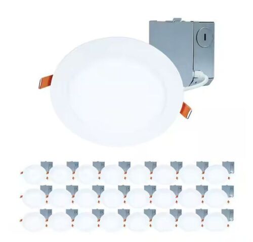 HALO HLBE 6 in. Ultra-Slim Downlight 3000K Fixed CCT New Construction/Remodel Integrated LED Recessed Light Kit 24PK - Lot 120JF