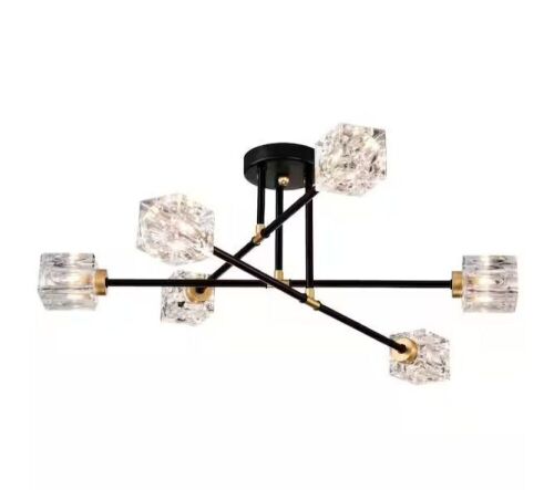 27.48 in. Modern Semi Flush Mount Light Fixture Crystal Chandelier - Lot 153JF
