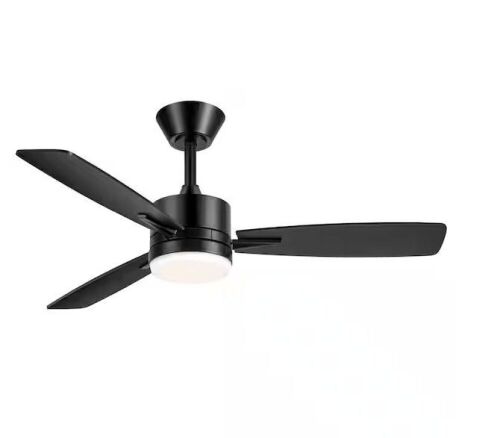 Lamober Elijah 42 in. Indoor Black Ceiling Fan with Adjustable White LED Light with 3-Reversible Blades and Remote Included - Lot 162JF
