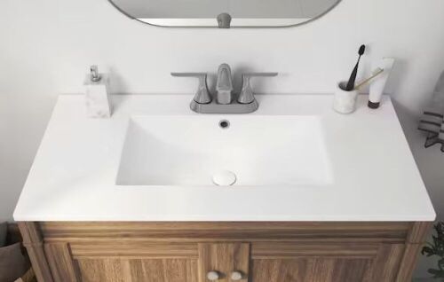 Eridanus Tucson 36 in. W x 18 in. D Vitreous China Single Sink Vanity Top in White with 3 Faucet Holes (4 in. centerset) - Lot 221JF