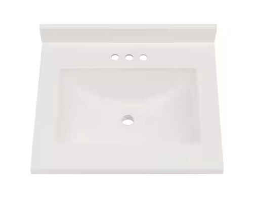 Home Decorators Collection 25 in. W x 22 in. D Cultured Marble White Rectangular Single Sink Vanity Top in White - Lot 223JF