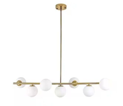 7-Light Modern Linear Chandelier with White Glass Shade - Lot 252JF