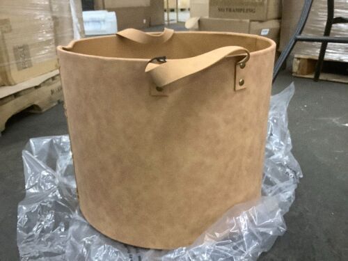 Lot of (4) Hearth & Hand with Magnolia Faux Leather Storage Bin 16" x 16"  - Lot 272