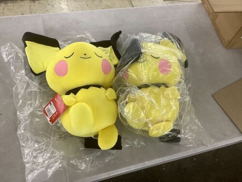 Case of (2) Pokemon Sleeping Pichu Plush 18"  - Lot 450H