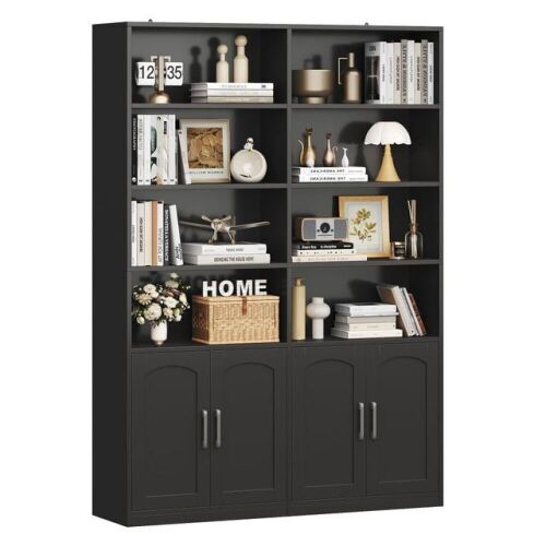 6 Tier Double Wide Large Bookshelves, Open Display Shelves, Storage Cabinets, 73'' Tall  - Lot 666WG