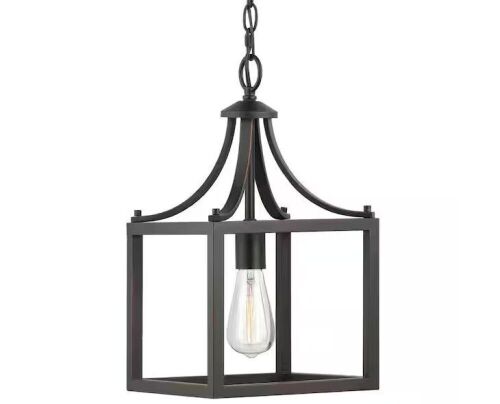 Hampton Bay Boswell Quarter 9-1/2 in. 1-Light Distressed Black Farmhouse Mini-Pendant Kitchen Light - Lot 667JF
