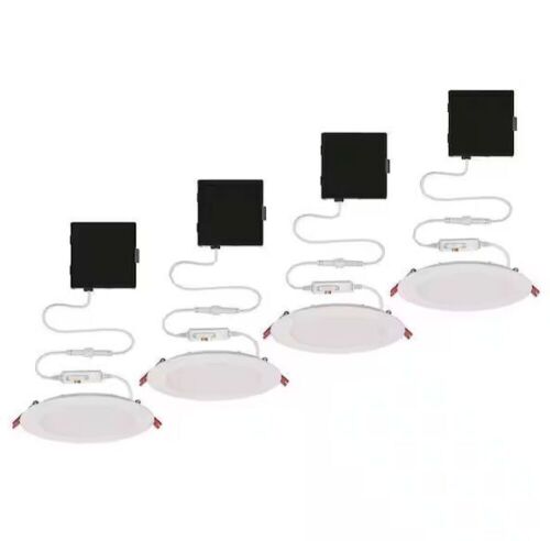 Commercial Electric Ultra Slim Integrated LED 6 in Round Adj Color Temp Canless Recessed Light, White 4-Pack - Lot 243