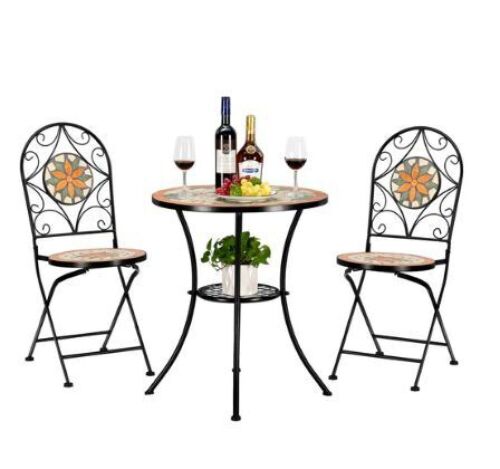 VINGLI Mosaic Folding Chairs, Set of 2 - No Table - Lot 75