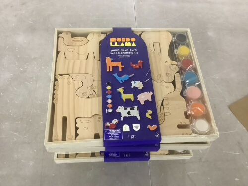 Lot of (2) Cases of Mondo Llama Paint Your Own Wood Animals Kit, 6 Pack - Lot 300L