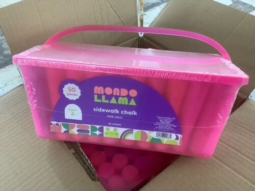 Case of (4) Mondo Llama Sidewalk Chalk Set with Pink Box, 50pc   - Lot 330