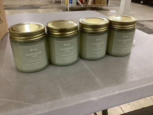 Case of (4) Crackling Wood Wick Candle, Rainwater Lily, 8oz   - Lot 866