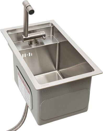Stainless Steel Drop In Kitchen Sink with Foldable Hot/Cold Faucet and Cover - Lot 415