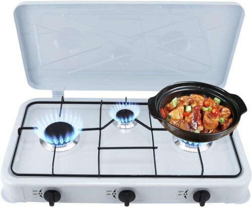 3-Burner Countertop Gas Cooktop with Wind Shield - Lot 886